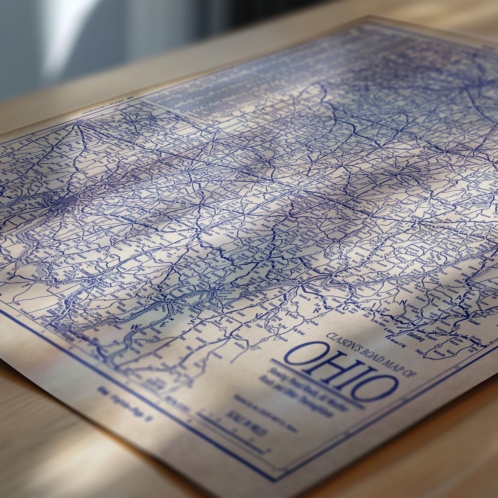 The image is a detailed road map of Ohio, showing the state's roads and highways.