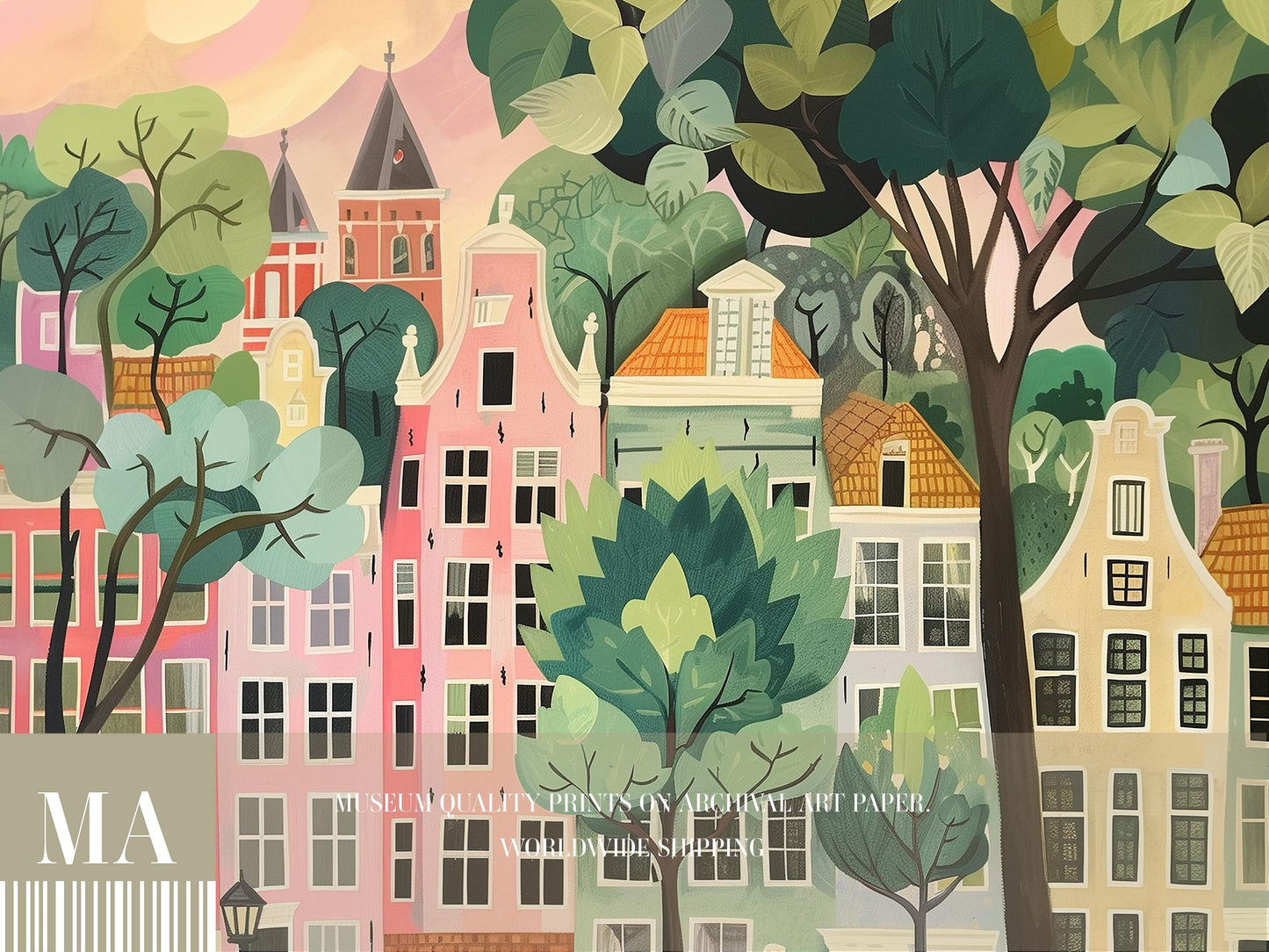 Amsterdam Colourful Canal Houses Print