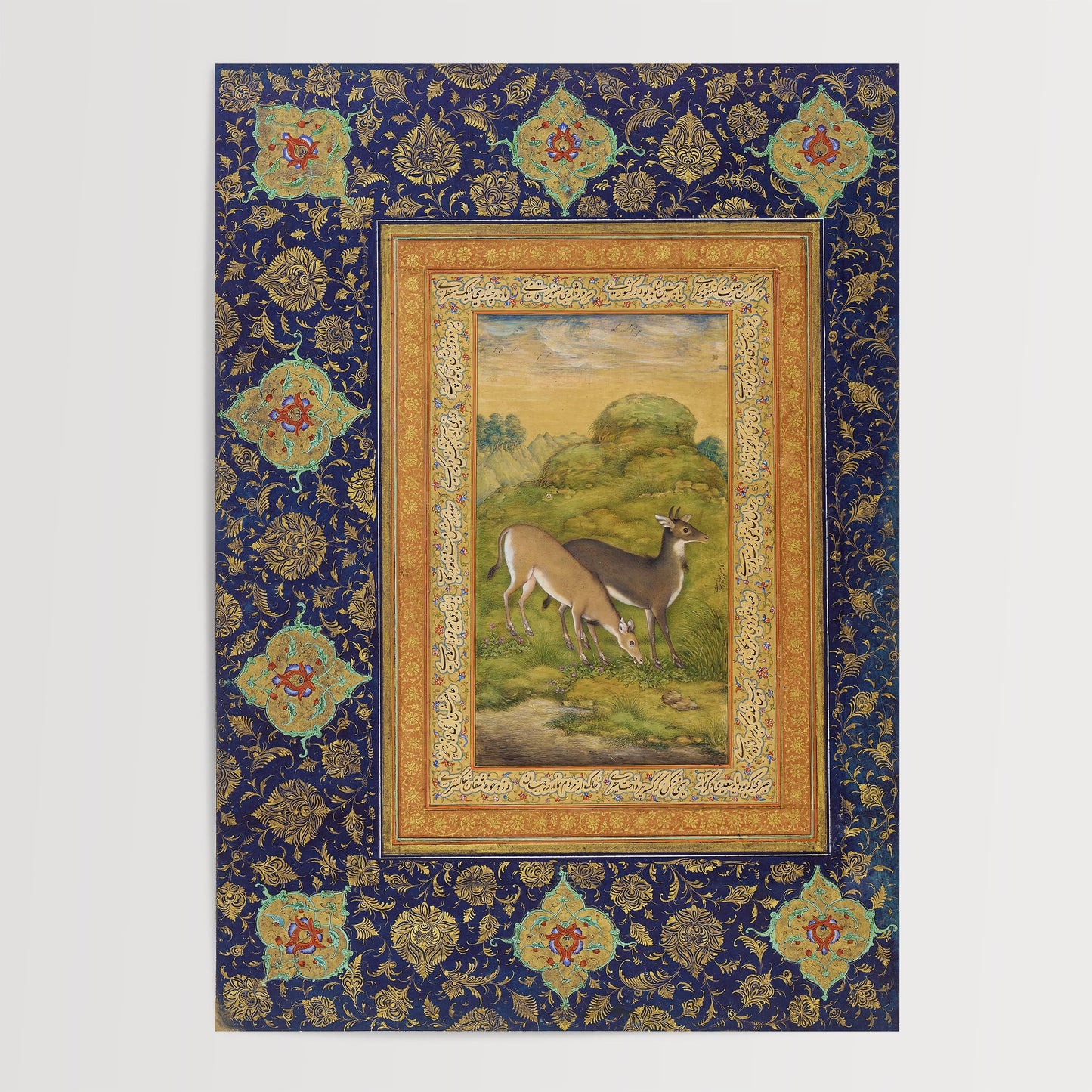 Mughal Two Deer Print