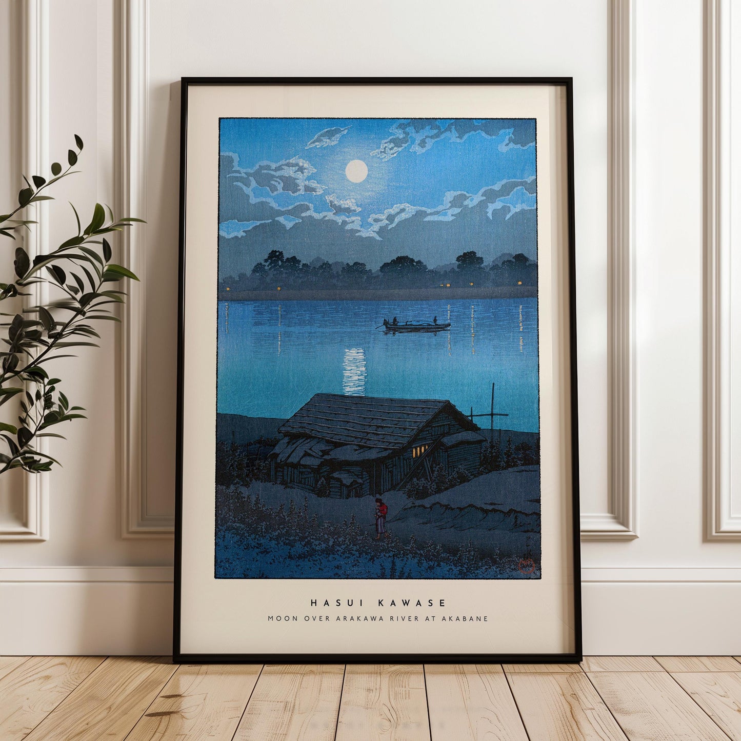 Hasui Kawase - Moon Over Arakawa River At Akabane Print