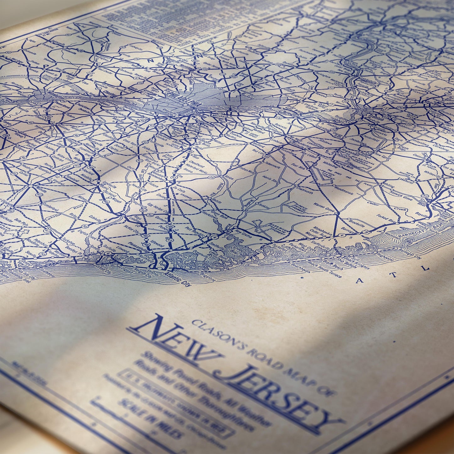 The image is a detailed road map of New Jersey, showing the state's major roads and highways.