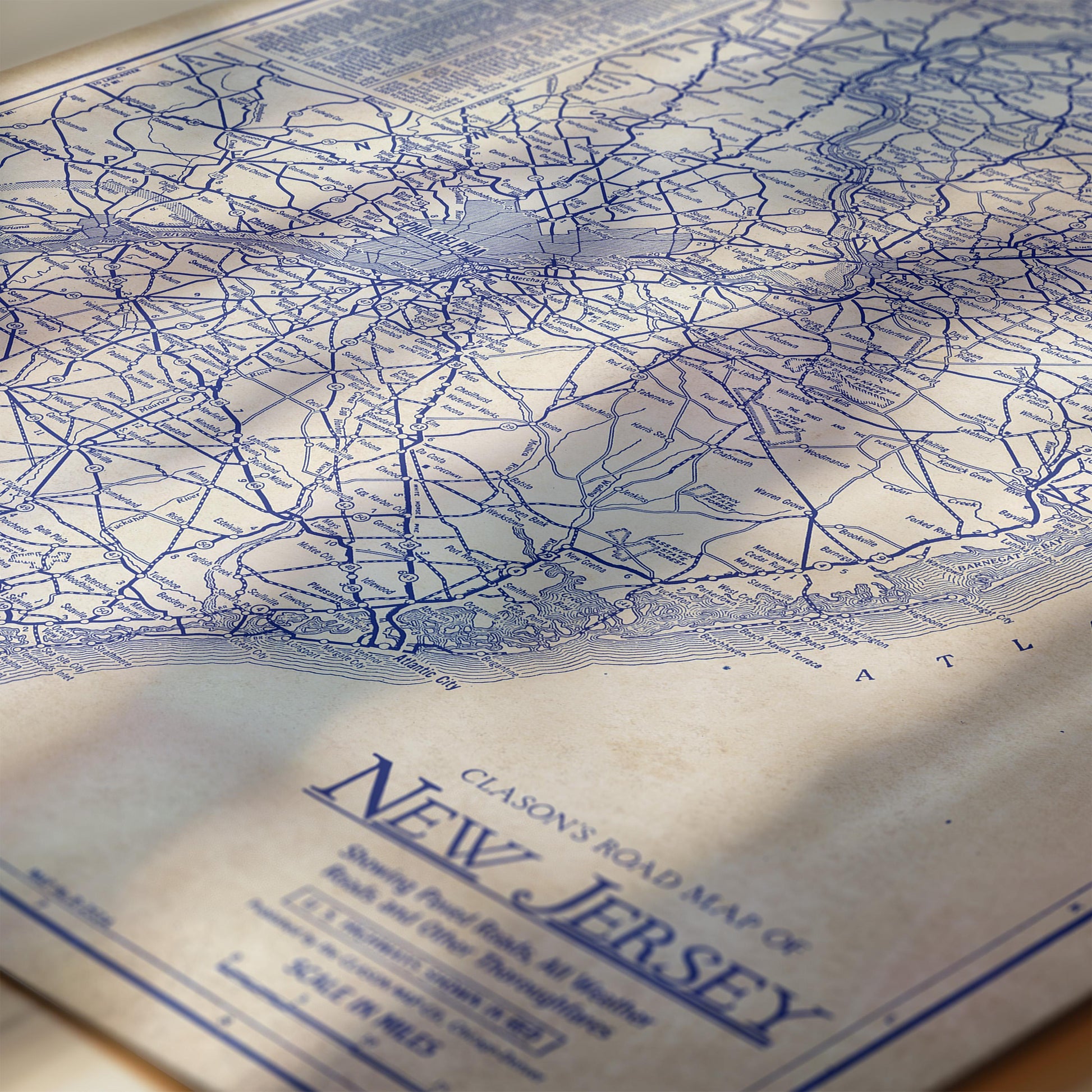 The image is a detailed road map of New Jersey, showing the state's major roads and highways.