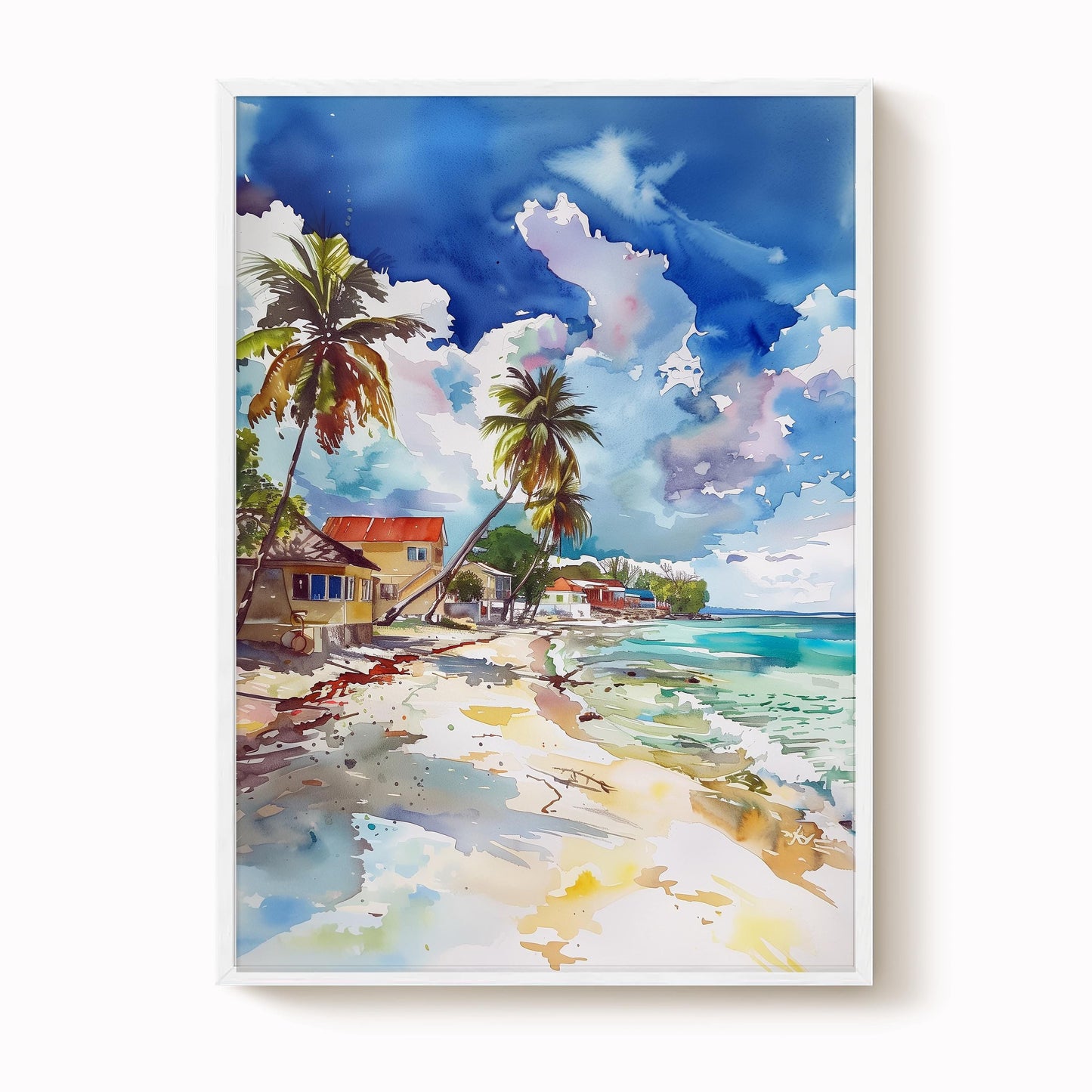 Barbados Beach Watercolour Print