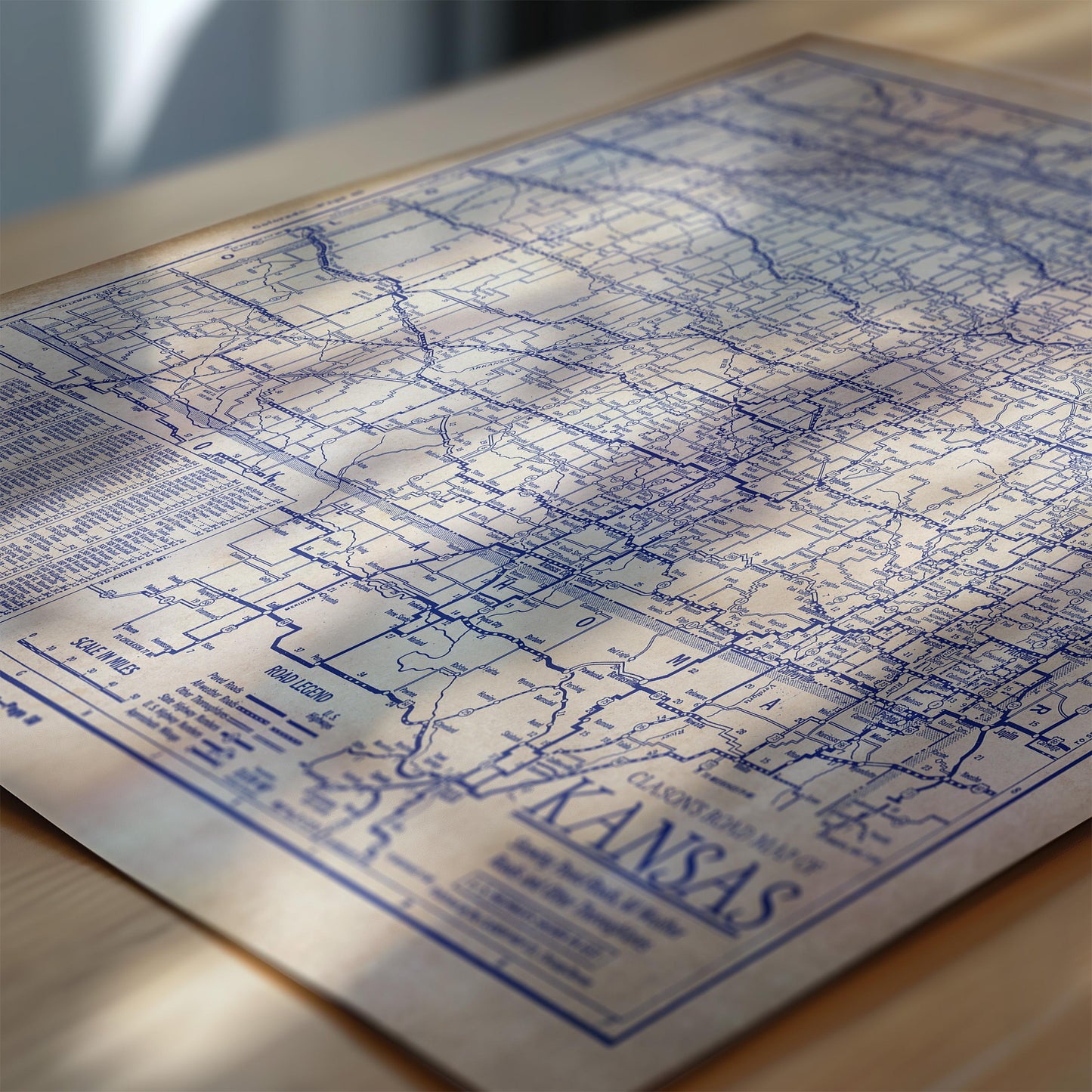 The image is a close-up of a map of the United States, specifically focusing on the state of Kansas.