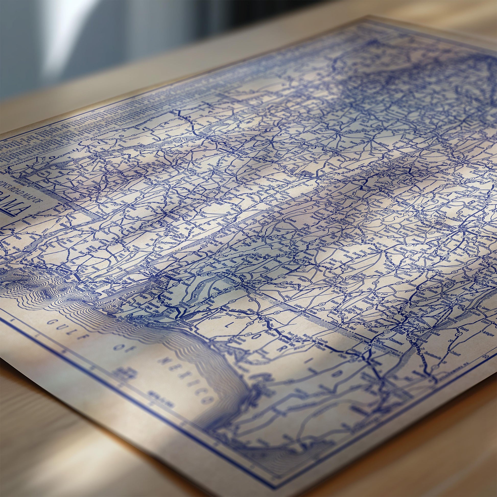 The image is a close-up of a map of the United States, showing the coastline and major geographical features.