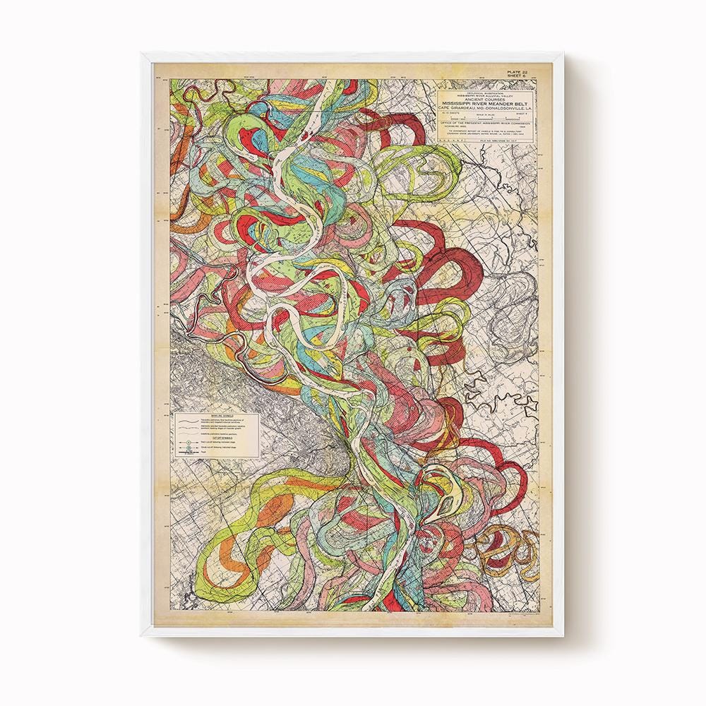 Harold Fisk Mississippi River Map Print, Memphis to Helena, Plate 22, Sheet 6