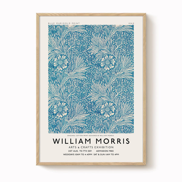 William Morris - Blue Marigold Pattern Print