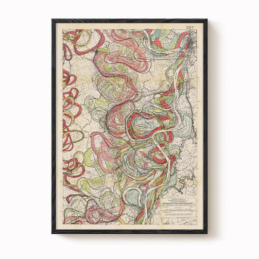 Harold Fisk Mississippi River Map Print, Natchez to Old River, Plate 22, Sheet 11