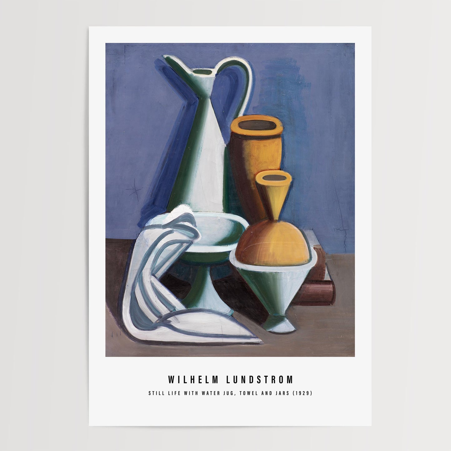 Vilhelm Lundstrøm - Still Life with Water Jug, Towel and Jars Print
