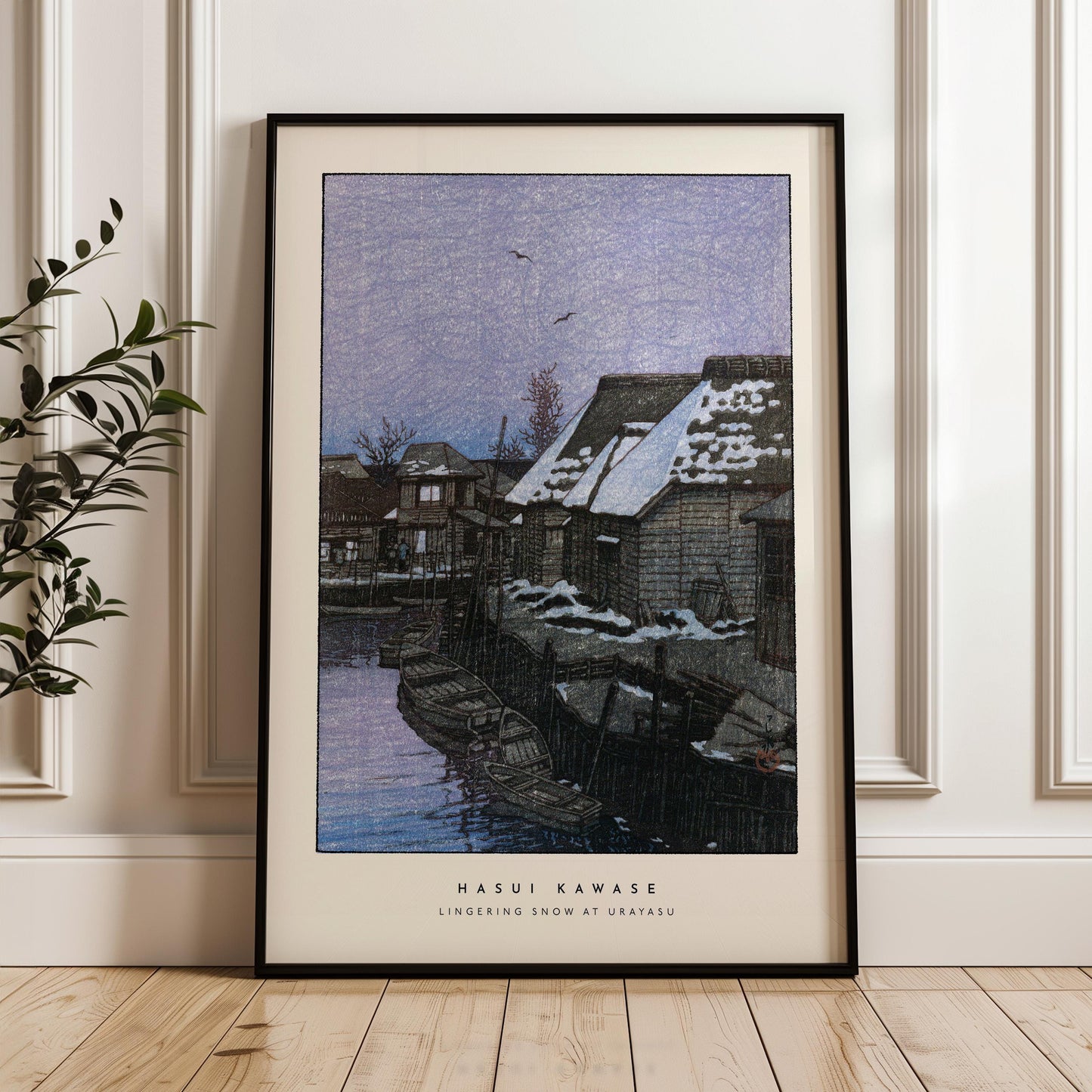 Hasui Kawase - Lingering Snow At Urayasu Print