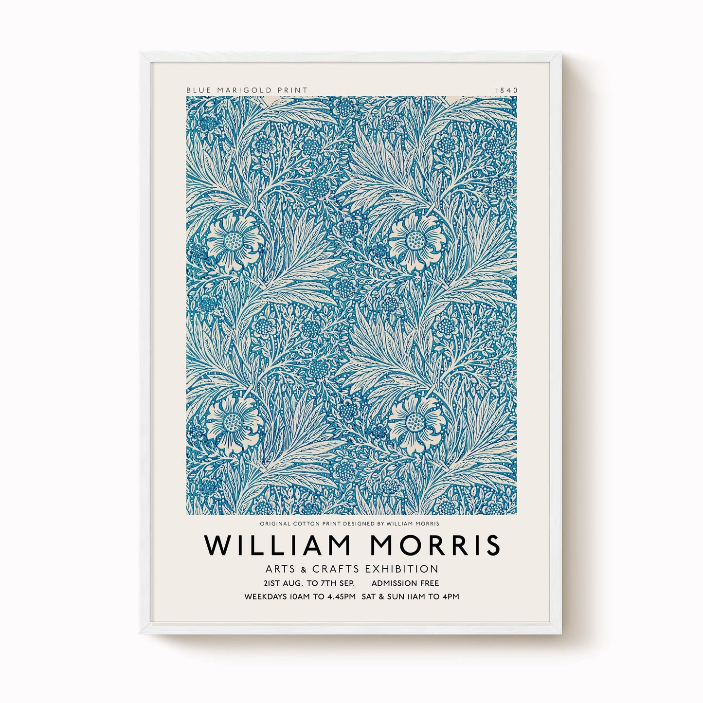 William Morris - Blue Marigold Pattern Print