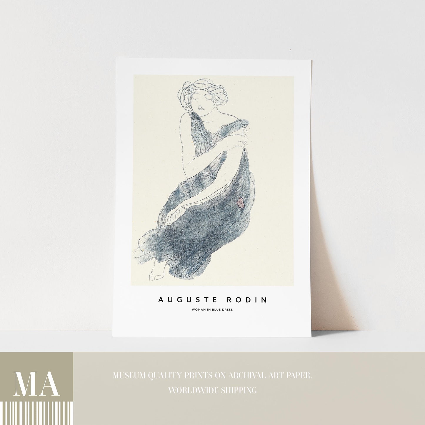 Auguste Rodin - Woman in Blue Dress Print