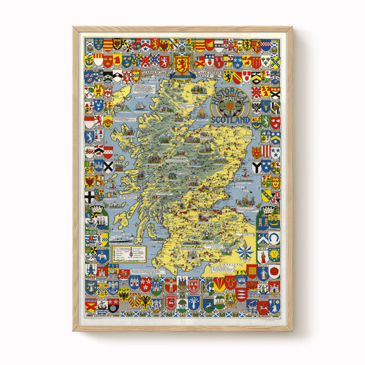 The image is a framed collage depicting various symbols and coat of arms from different regions and countries around the world.