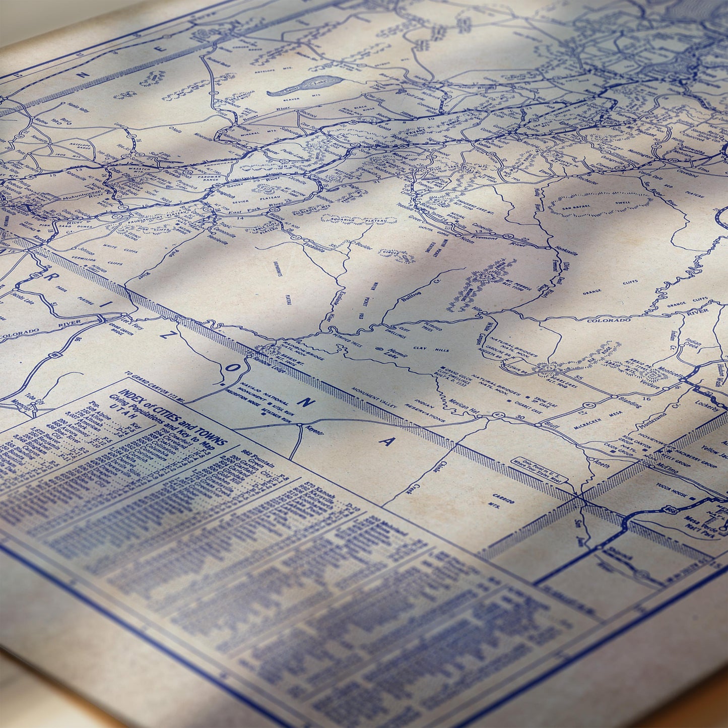 The image is a detailed map of a region, with various streets, landmarks, and geographical features depicted in blue and white.