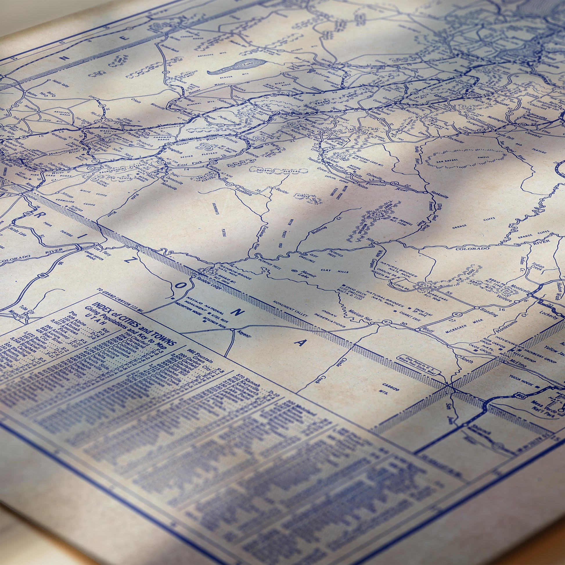 The image is a detailed map of a region, with various streets, landmarks, and geographical features depicted in blue and white.