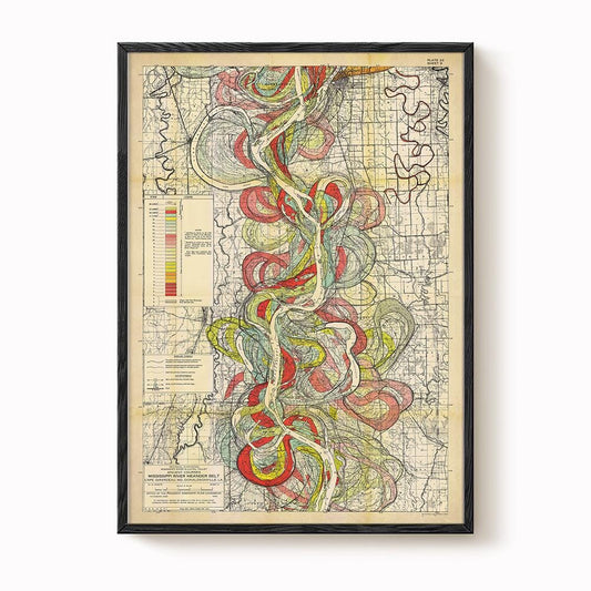 Harold Fisk Mississippi River Map Print, Greenville to Vicksburg, Plate 22, Sheet 9