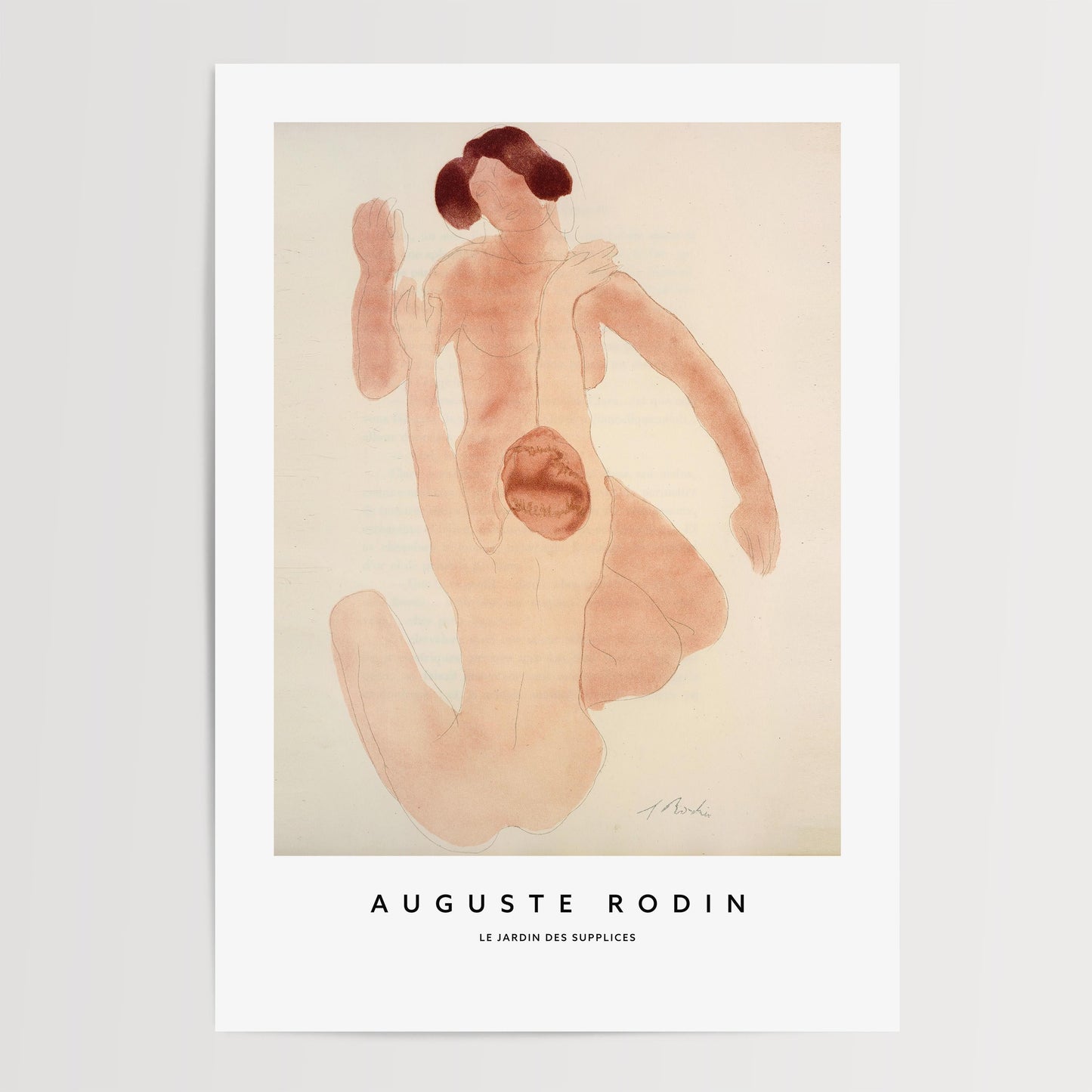 Auguste Rodin - Nude Watercolour Print