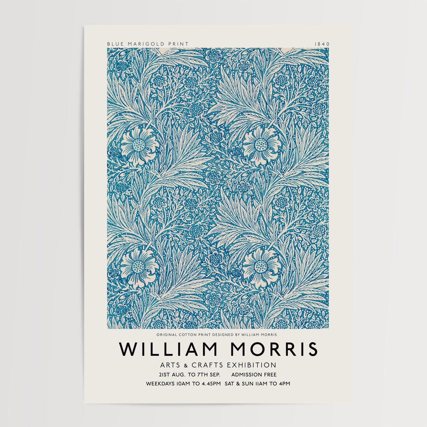 William Morris - Blue Marigold Pattern Print