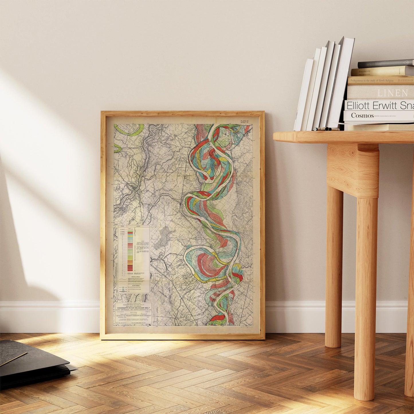 Harold Fisk Mississippi River Map Print, Donaldsonville to Baton Rouge, LA, Plate 22, Sheet 14