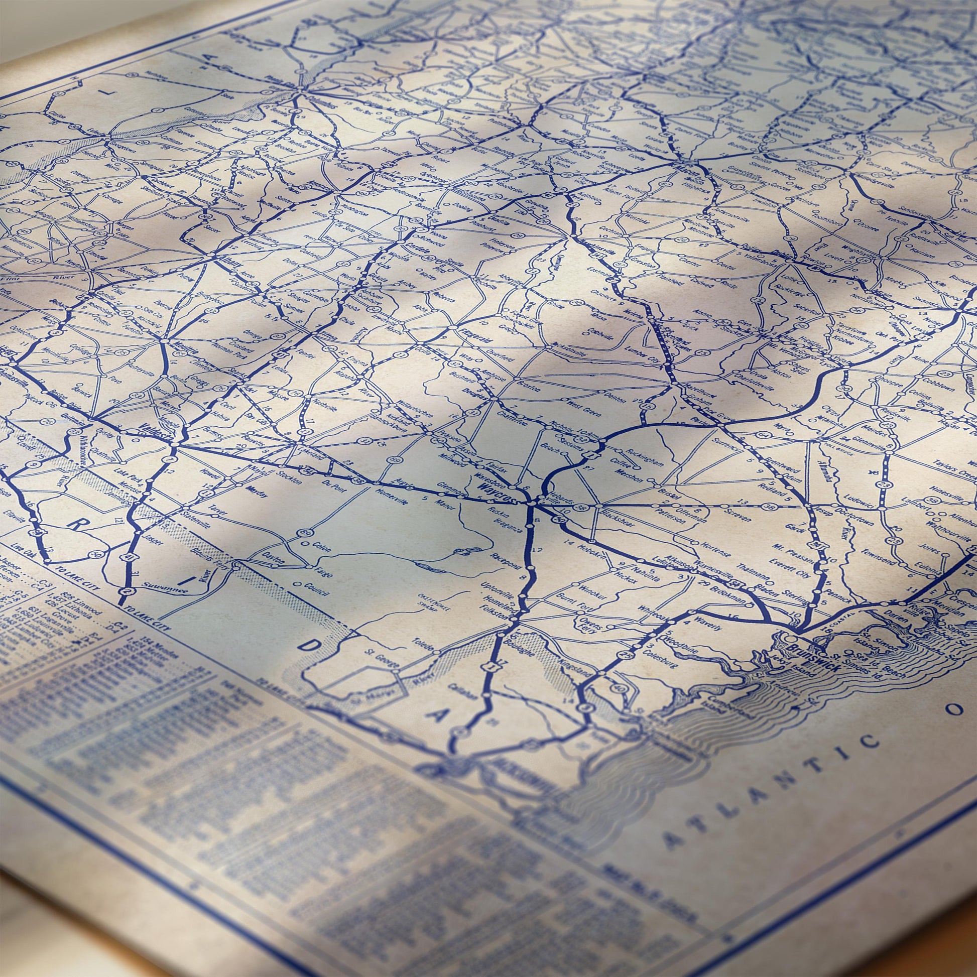 The image is a detailed map of the Atlantic Ocean, showing the coastline and surrounding areas in blue and white.