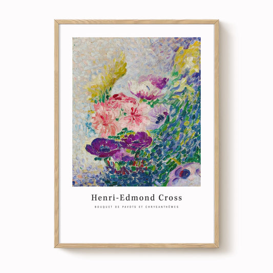 Henri-Edmond Cross - Bouquet of Poppies and Chrysanthemums Print