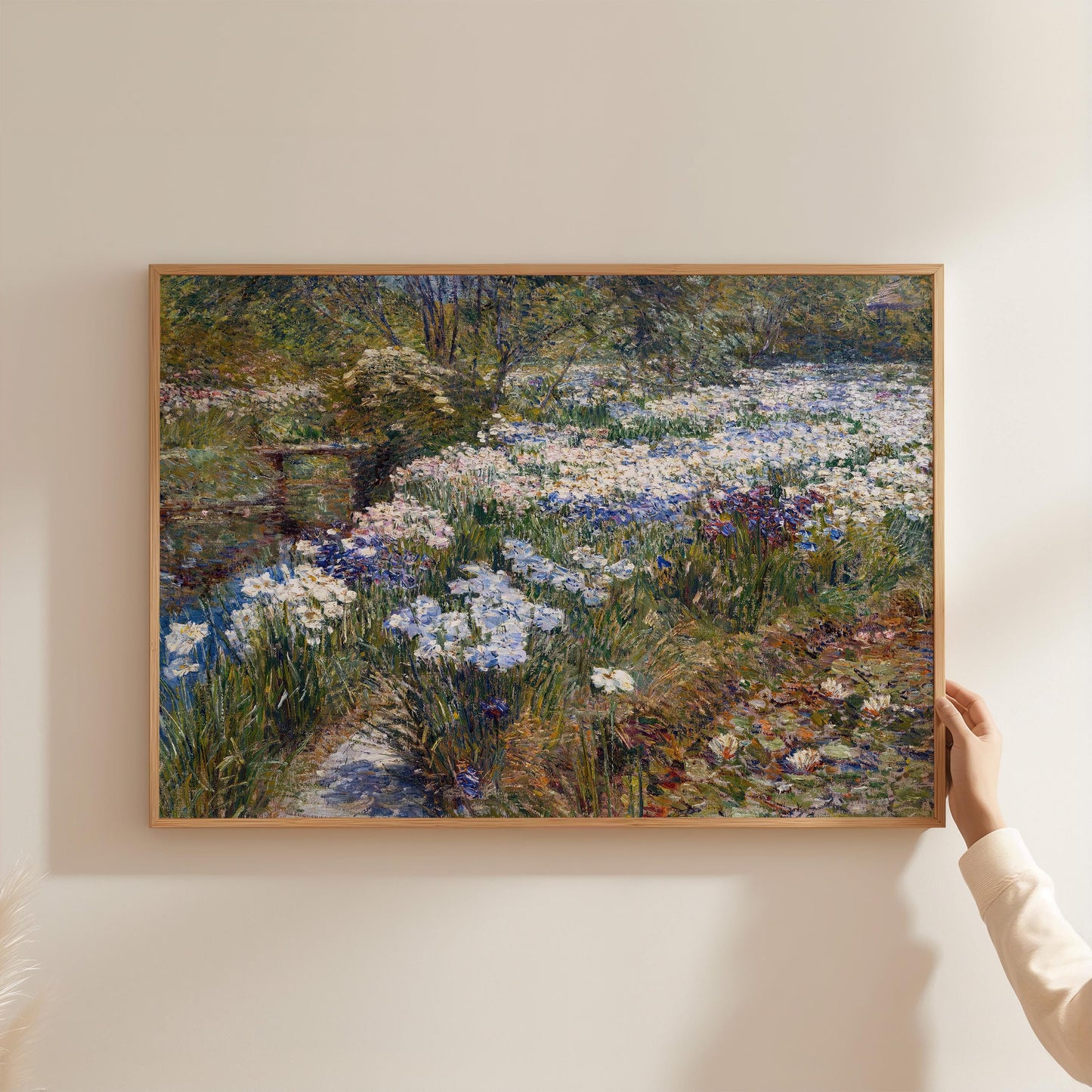 Childe Hassam - Blooming Irises and Lush Greenery Art Print