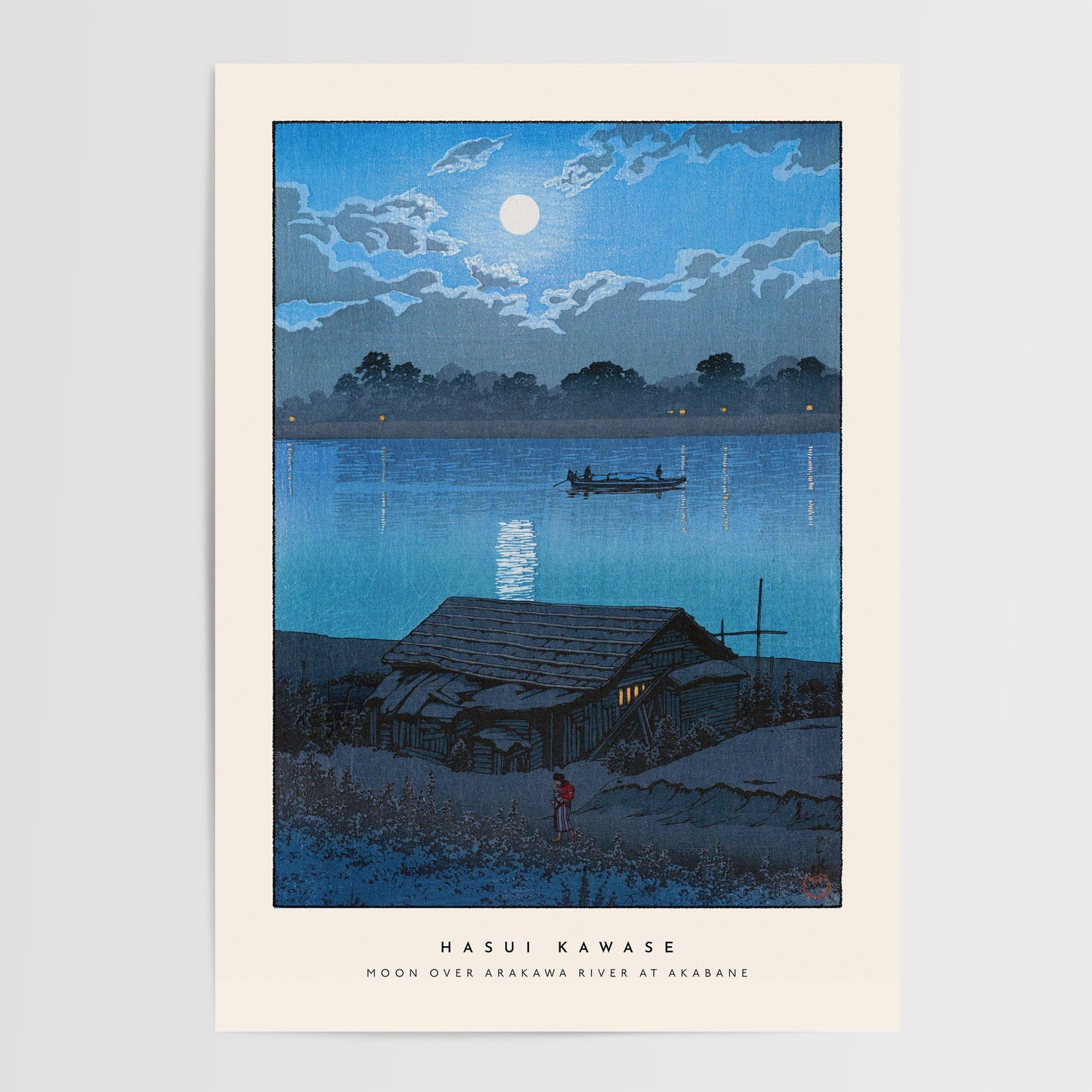 Hasui Kawase - Moon Over Arakawa River At Akabane Print
