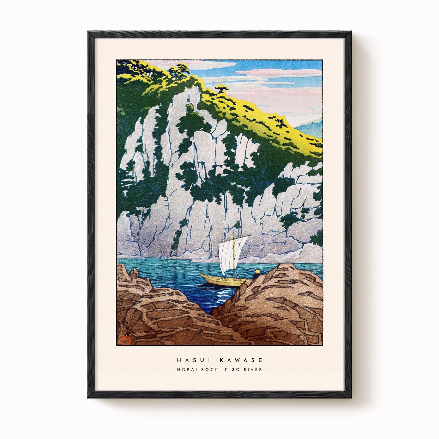 Hasui Kawase - Horai Rock, Kiso River Print