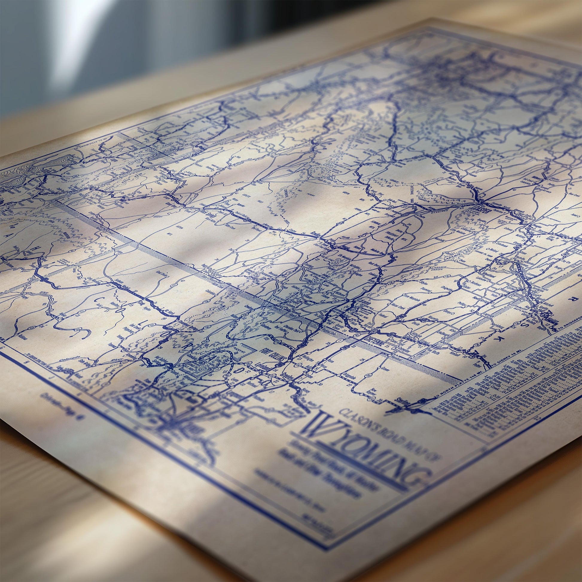 The image is a detailed map of Wyoming, with various roads and landmarks clearly marked.
