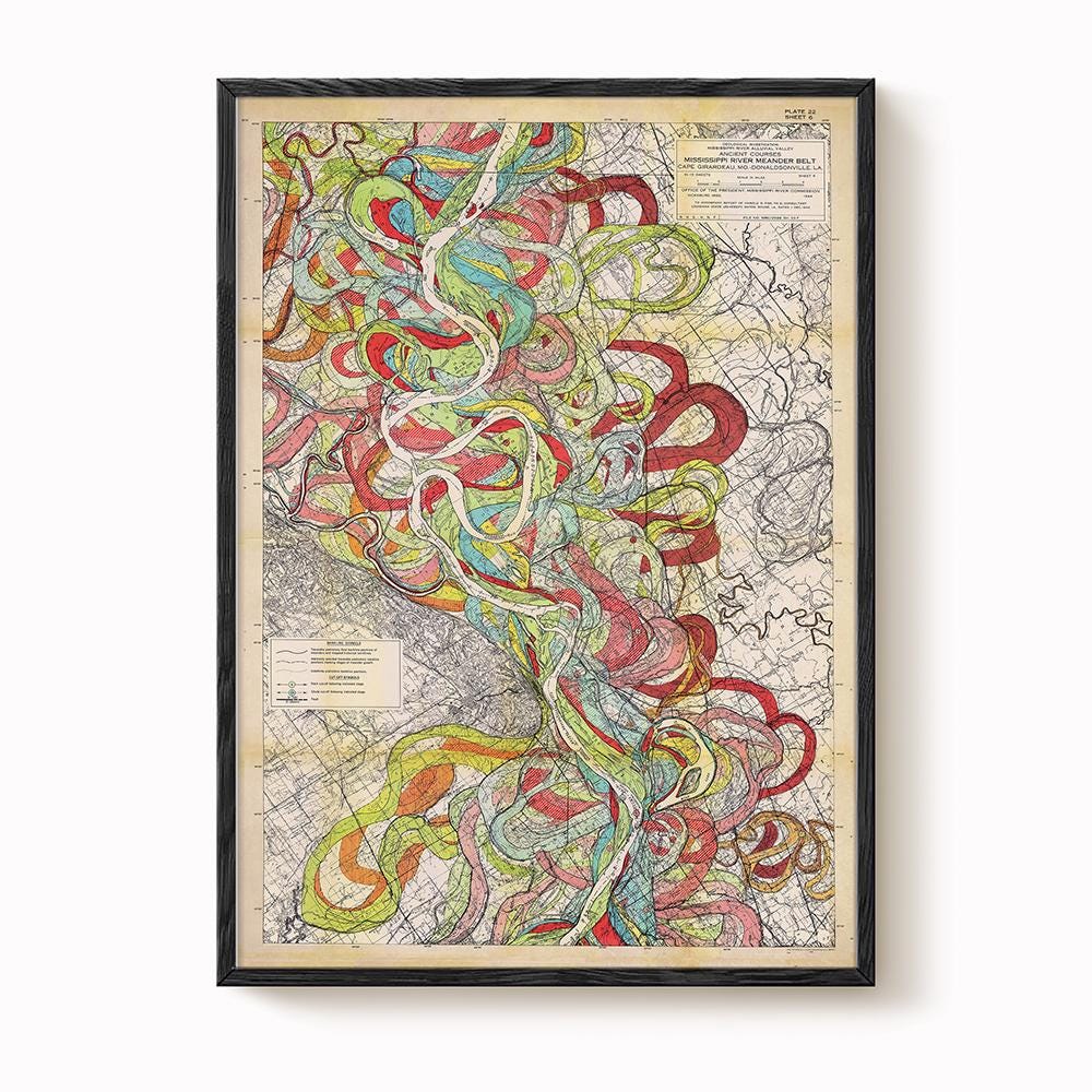 Harold Fisk Mississippi River Map Print, Memphis to Helena, Plate 22, Sheet 6