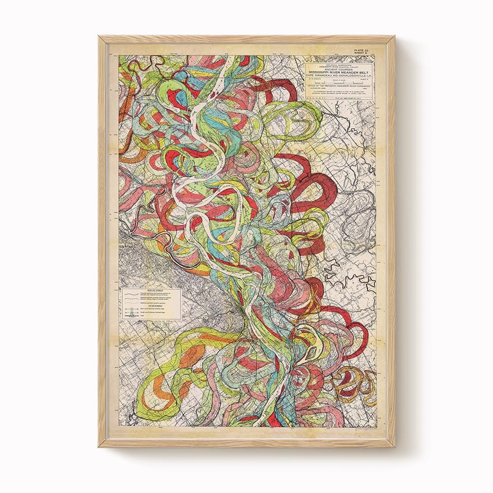 Harold Fisk Mississippi River Map Print, Memphis to Helena, Plate 22, Sheet 6
