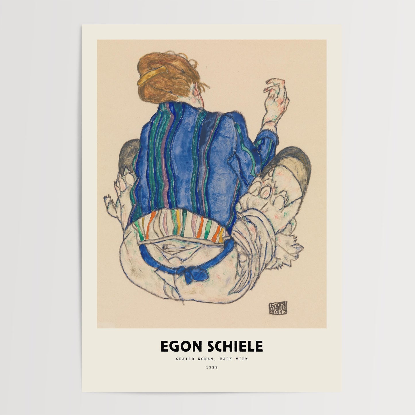 Egon Schiele - Seated Woman, Back View Print
