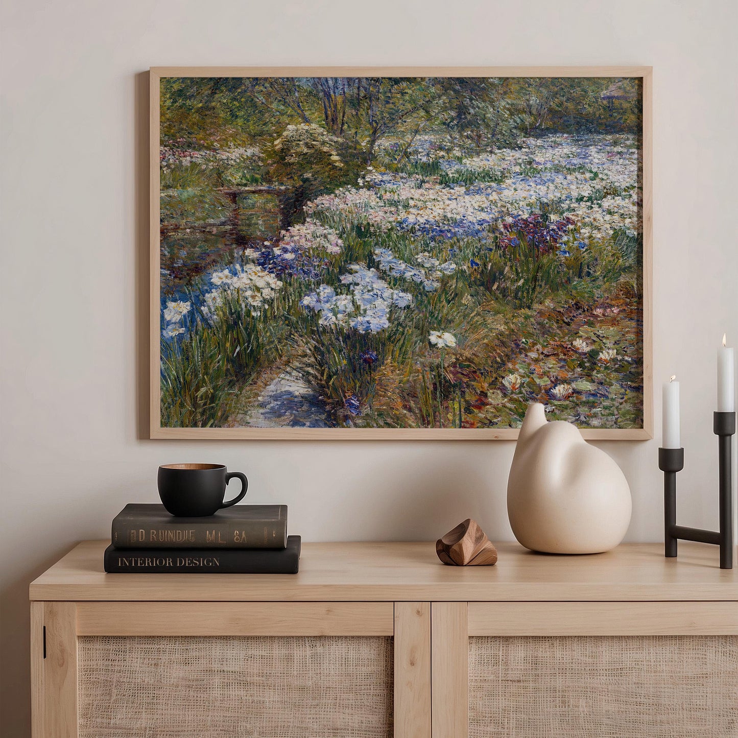 Childe Hassam - Blooming Irises and Lush Greenery Art Print