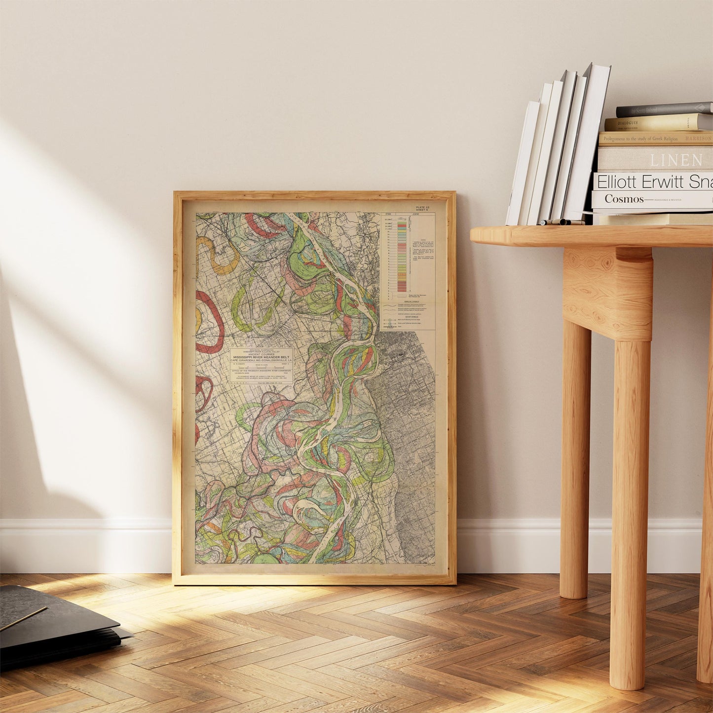 Harold Fisk Mississippi River Map Print, Osceola AR to Memphis TN, Plate 22, Sheet 5