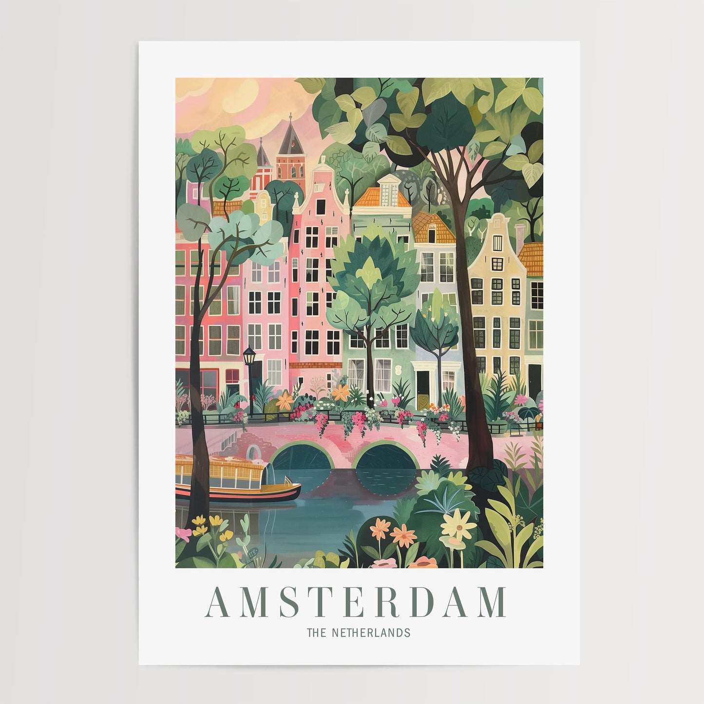 Amsterdam Colourful Canal Houses Print