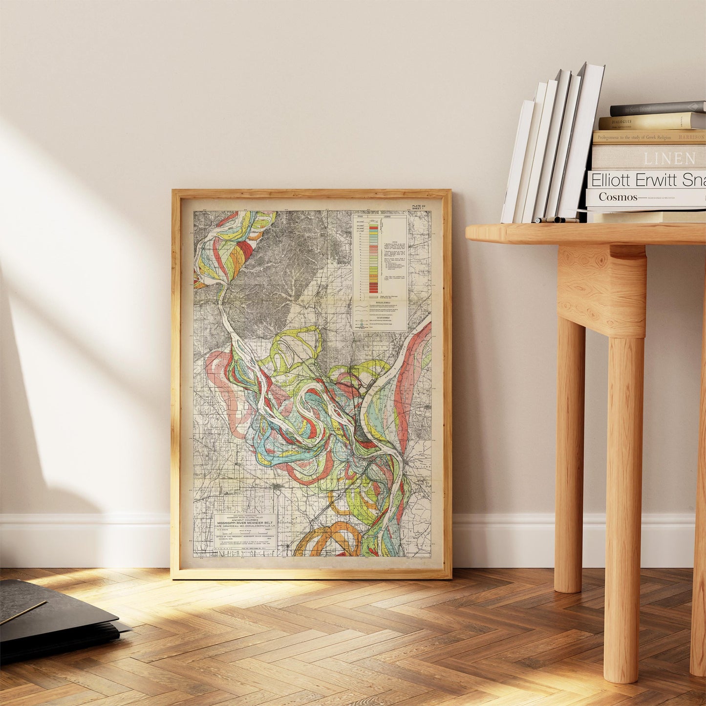 Harold Fisk Mississippi River Map Print, Cairo, IL to Commerce, MO, Plate 22, Sheet 1