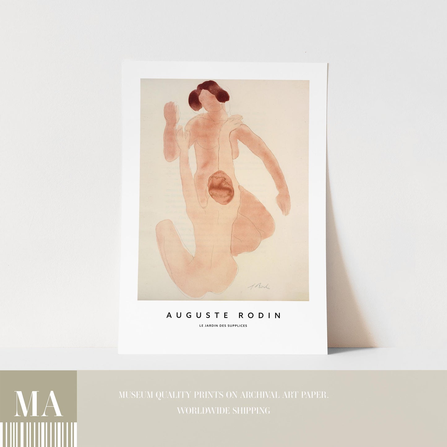 Auguste Rodin - Nude Watercolour Print