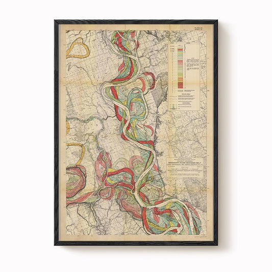 Harold Fisk Mississippi River Map Print, Melville, LA to Donaldsonville, LA, Plate 22, Sheet 13