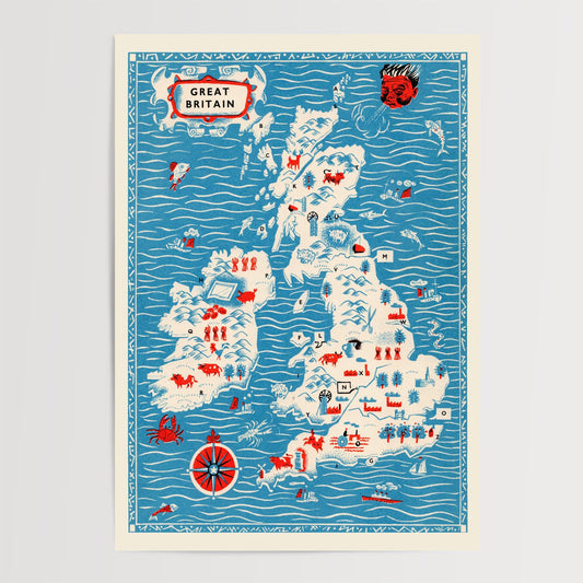 Vintage British Isles Map Print