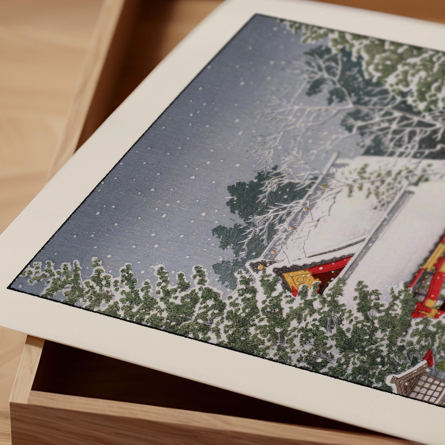Hasui Kawase - Snow At The Front of the Temple, Hie Shrine Print