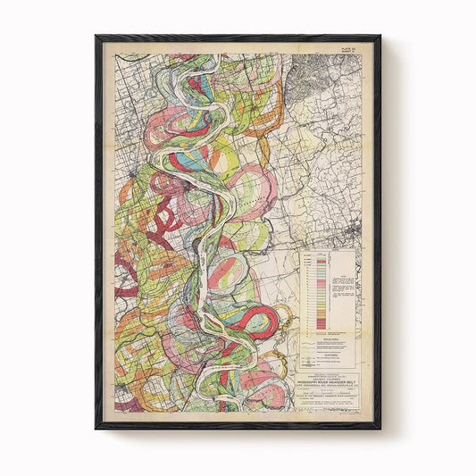 Harold Fisk Mississippi River Map Print, New Madrid to Caruthersville, Plate 22, Sheet 3
