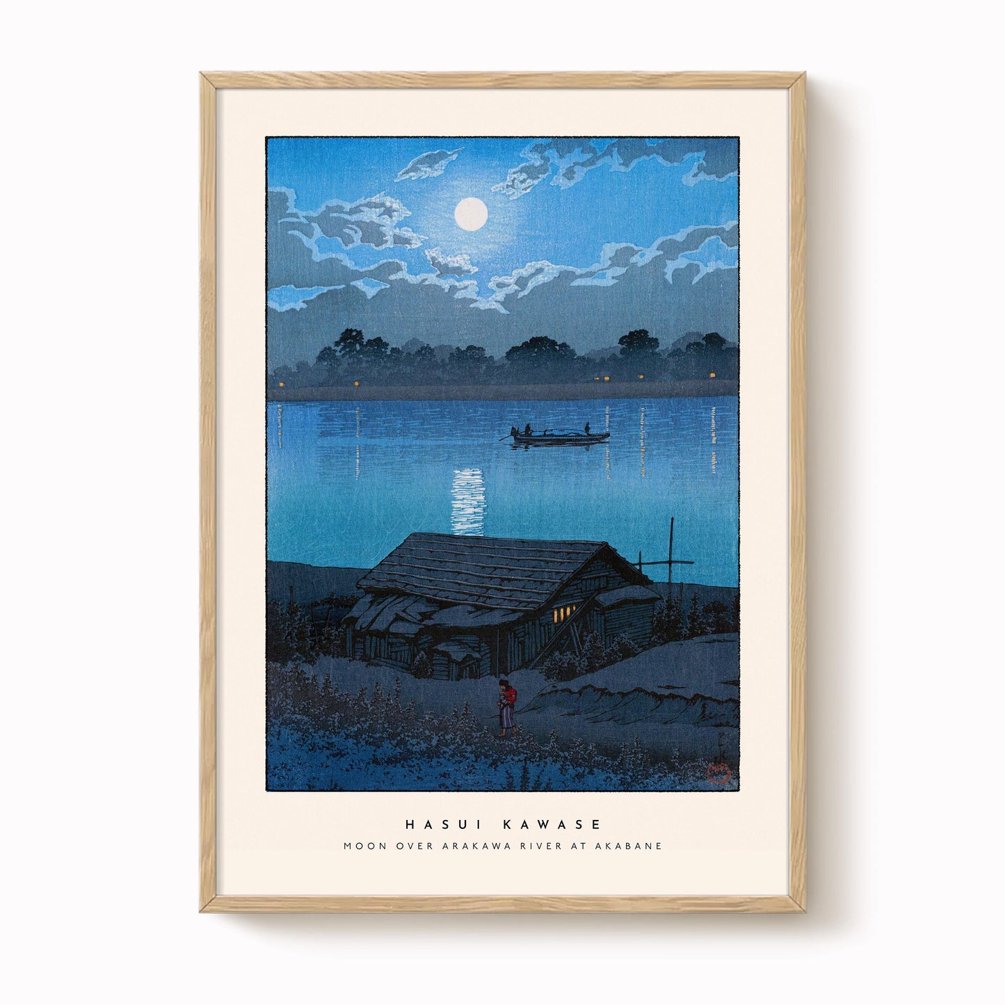 Hasui Kawase - Moon Over Arakawa River At Akabane Print