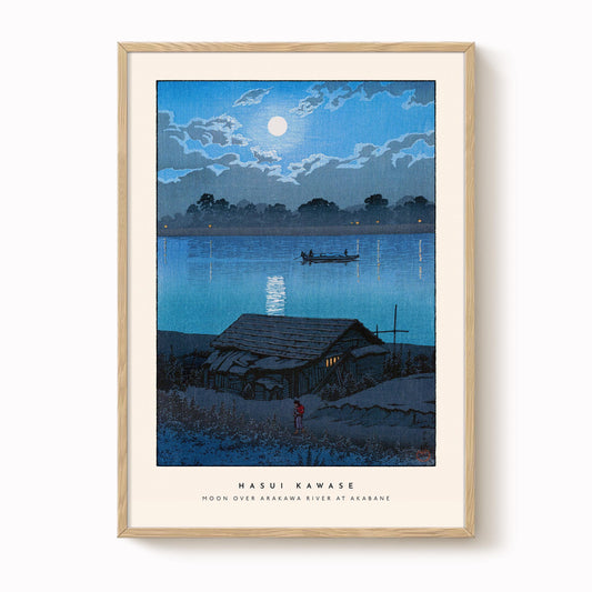 Hasui Kawase - Moon Over Arakawa River At Akabane Print