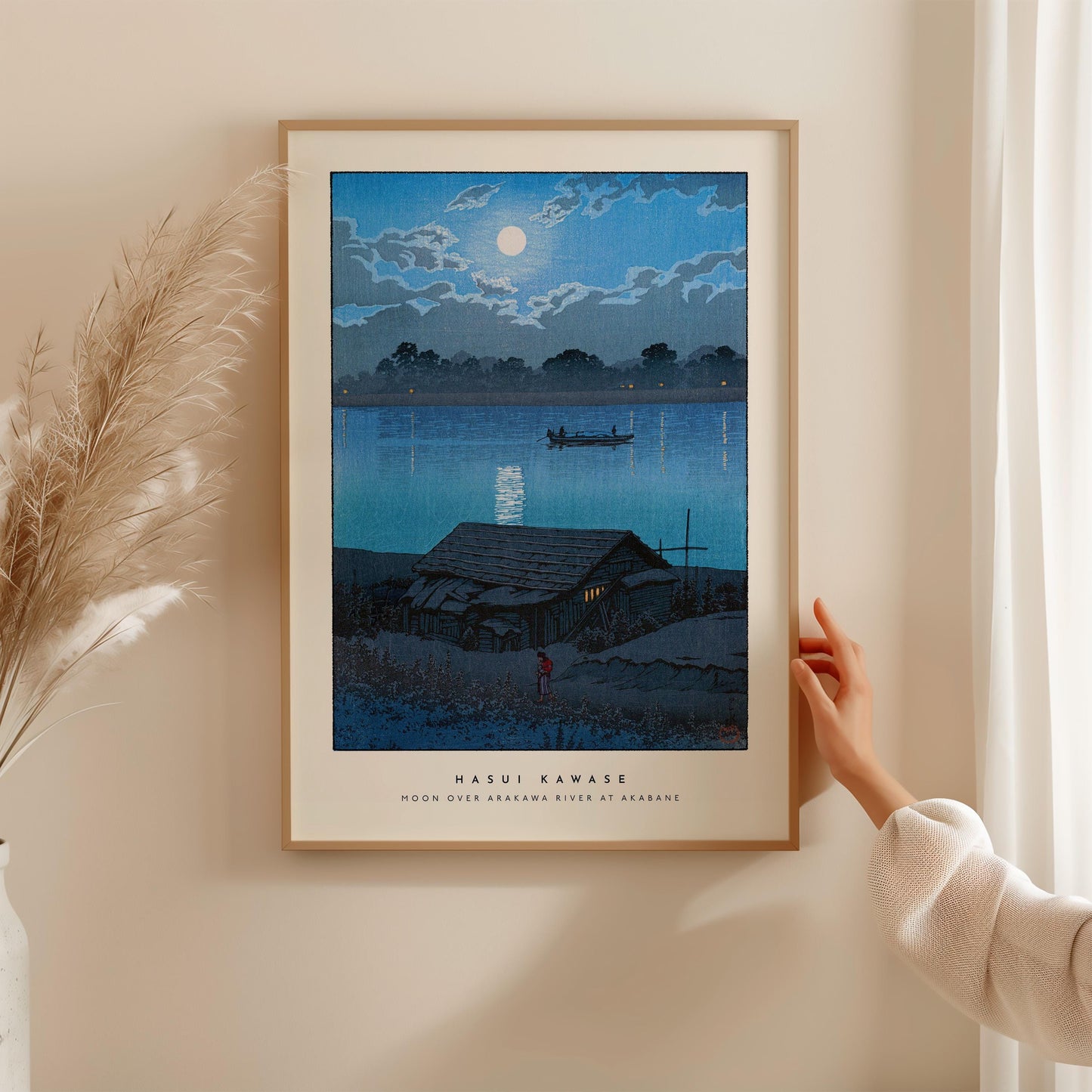 Hasui Kawase - Moon Over Arakawa River At Akabane Print
