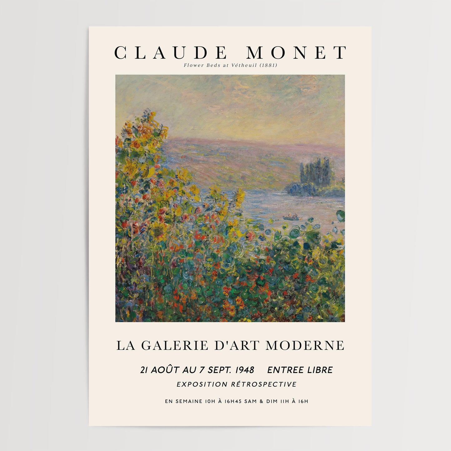 Monet - Flower Beds at Vétheuil Print