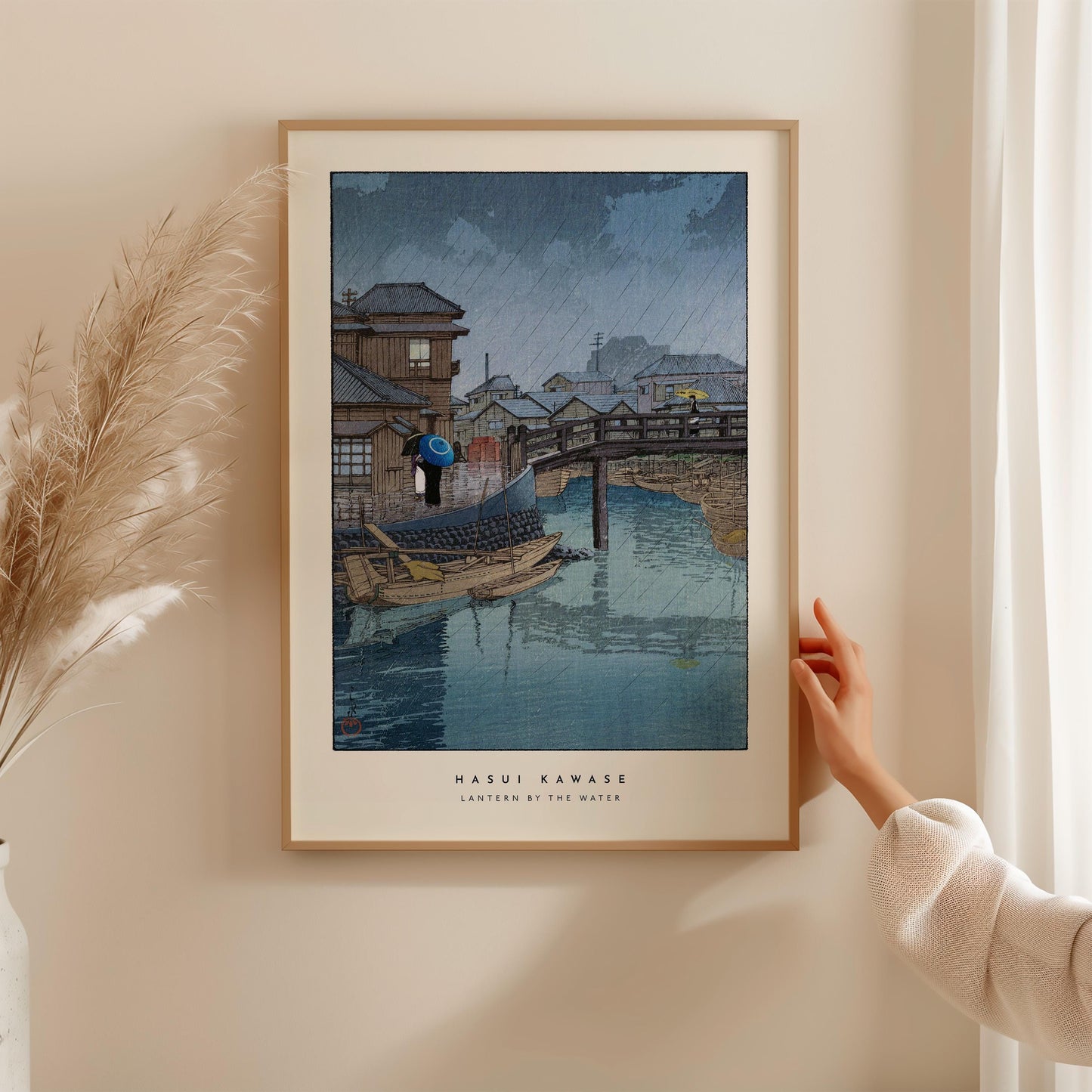 Hasui Kawase - Lantern By The Water Print