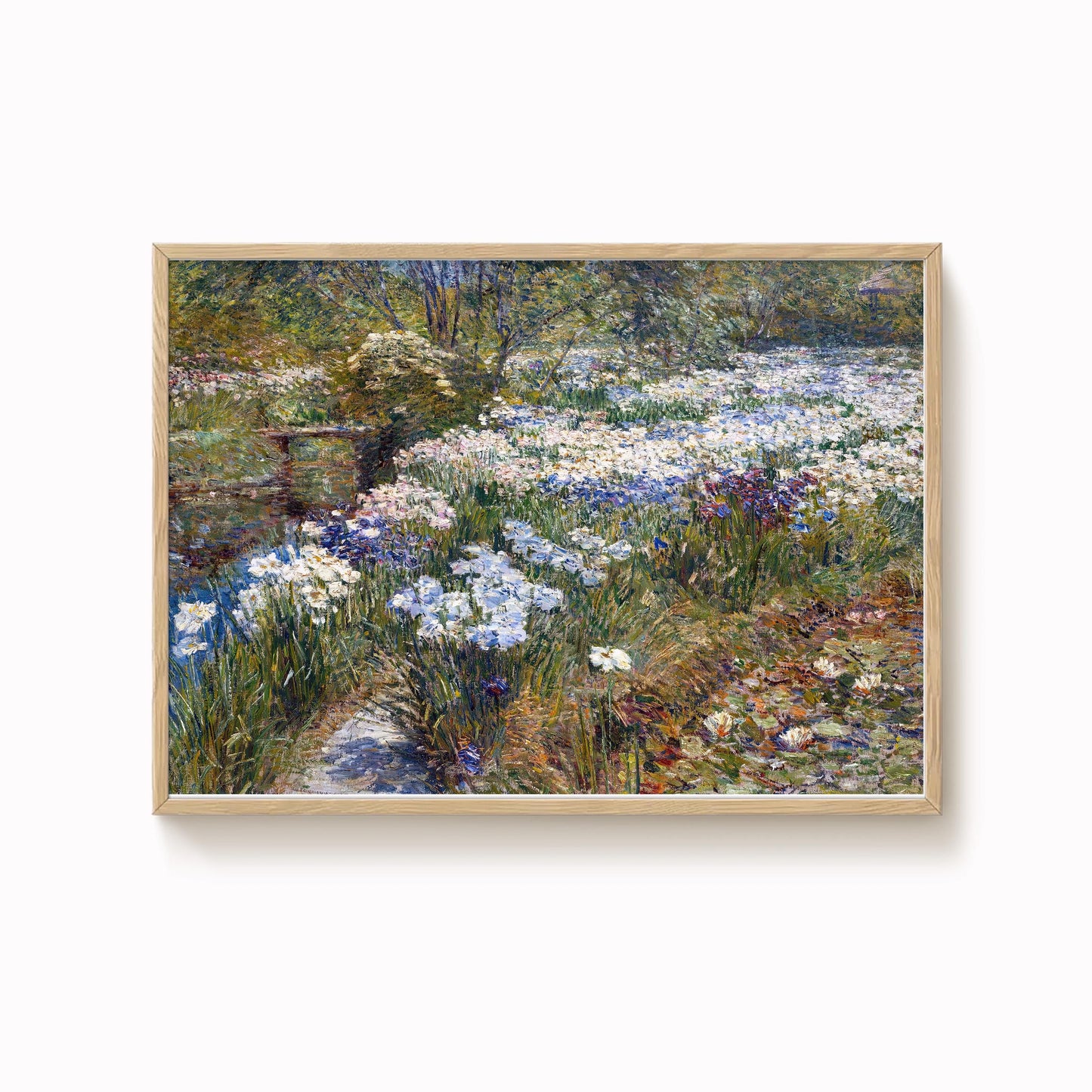 Childe Hassam - Blooming Irises and Lush Greenery Art Print
