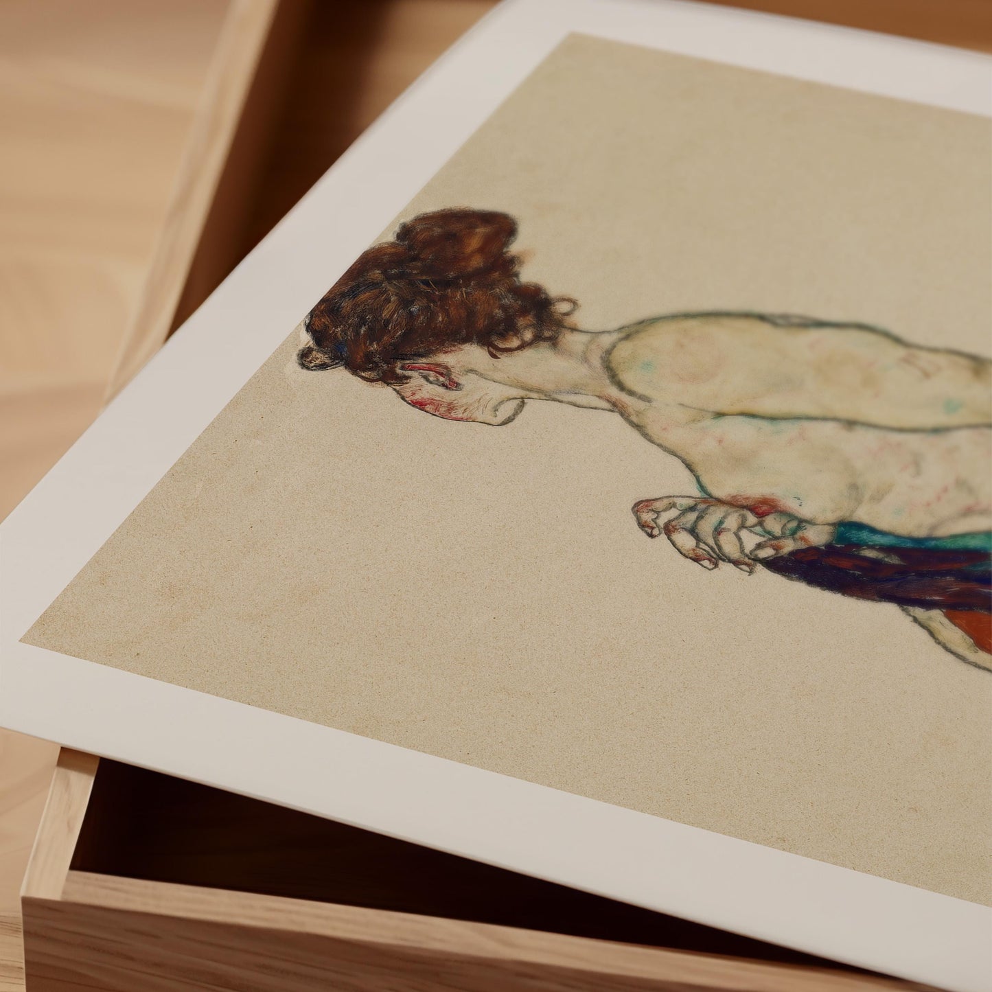 Egon Schiele - Standing Nude with a Patterned Robe Print