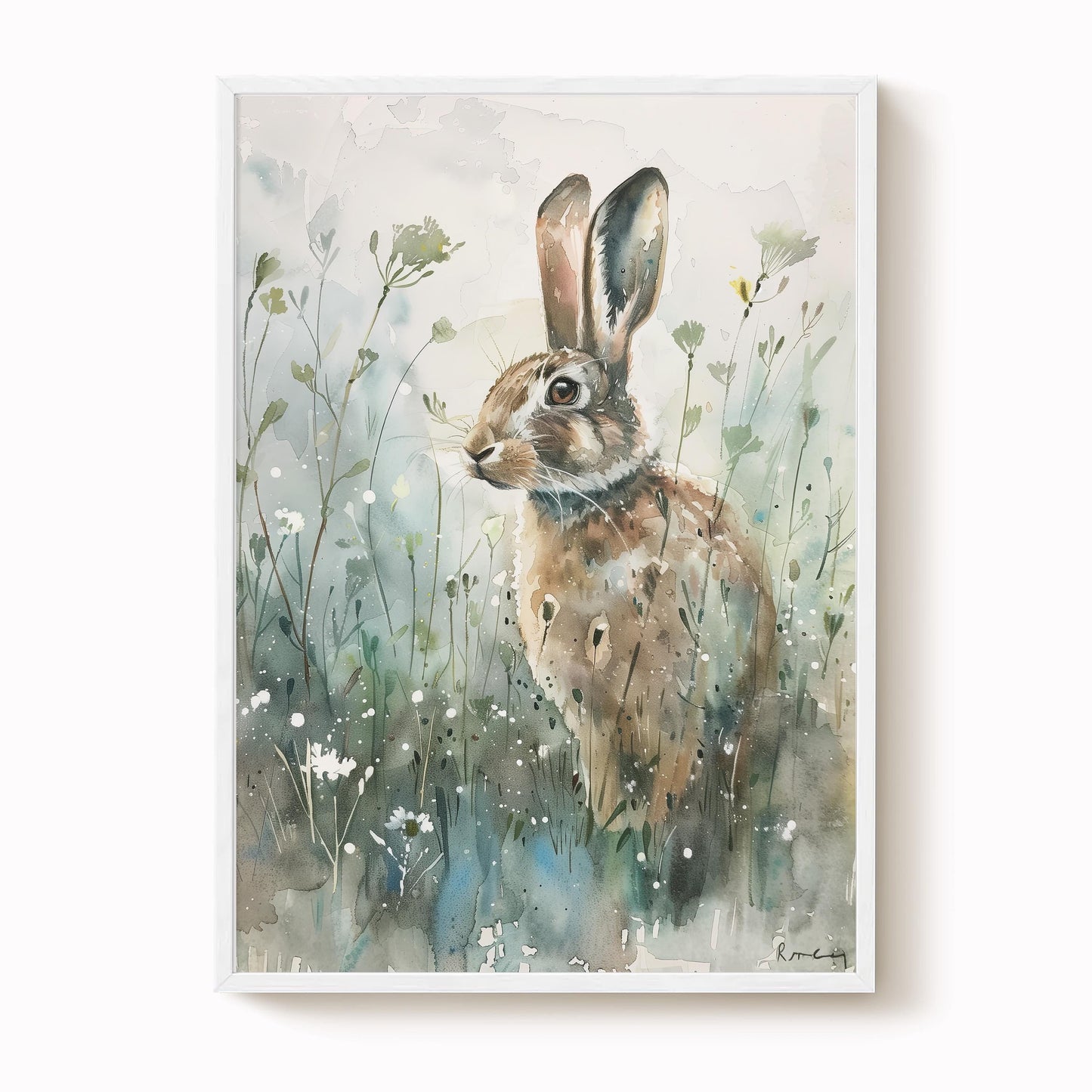 Hare in Wildflower Meadow Print