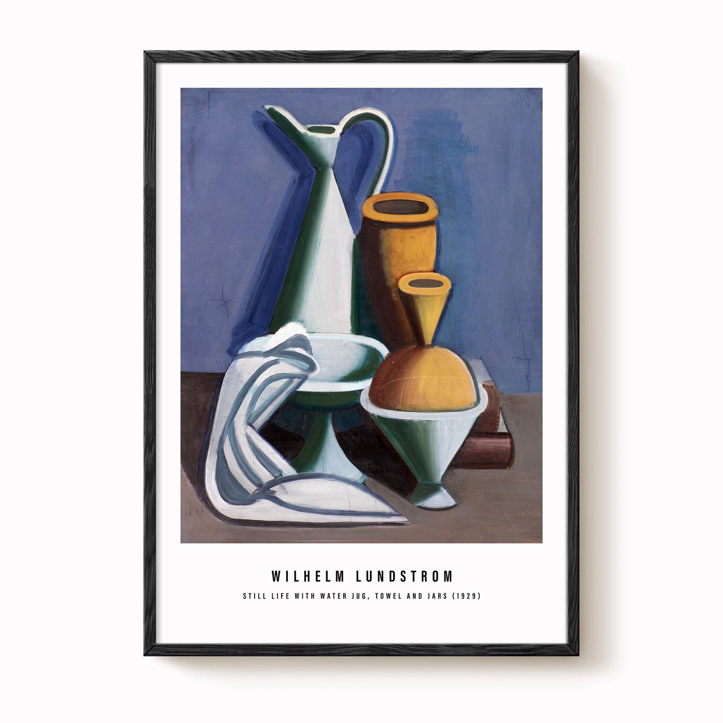 Vilhelm Lundstrøm - Still Life with Water Jug, Towel and Jars Print